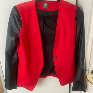 Red and black leather blazer- VINCE CAMUTO